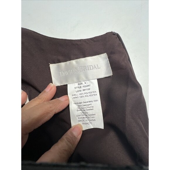 David's Bridal NWT Sz 6 Prom Wedding Gown Formal Long Dress Truffle W Shawl $188 - Picture 7 of 12